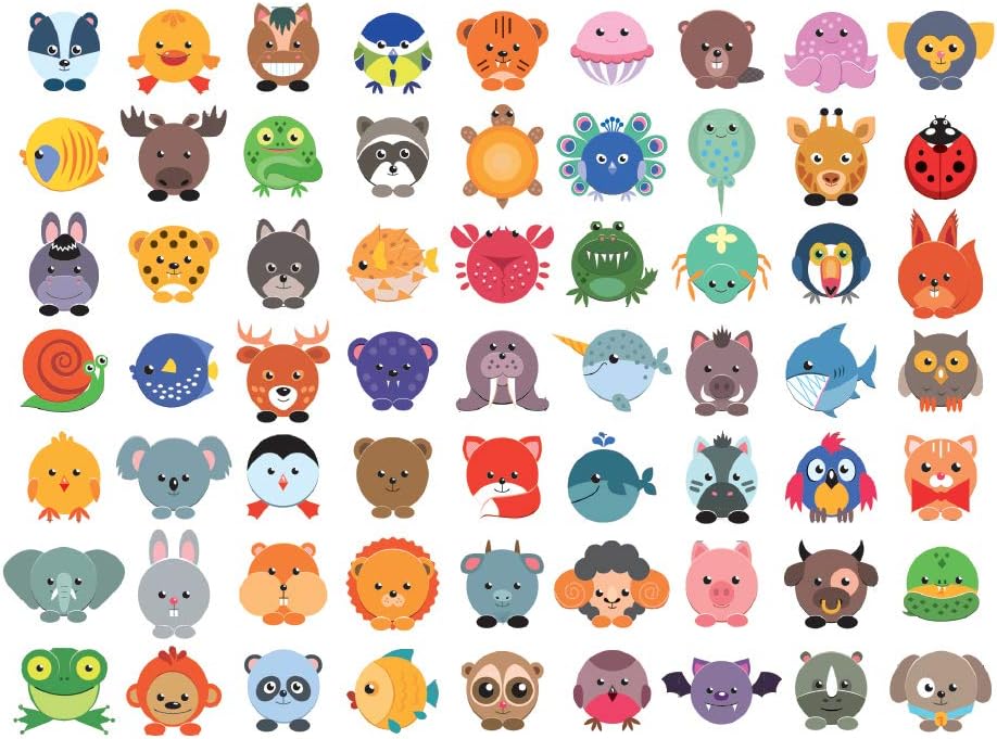 Stickers of Baby Animals for Toddlers, Kids, Adults - 63 different animals x 4 sheets