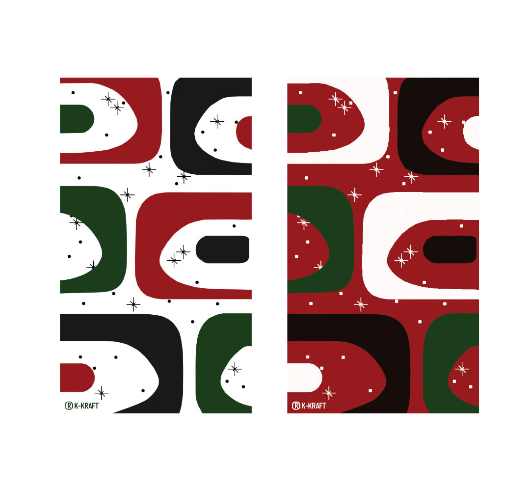 30 K-Kraft Red, Black and Green Gift Tags for Xmas Gift Wrapping and Labeling (Mid-Century Modern Abstract Xmas with Red String)