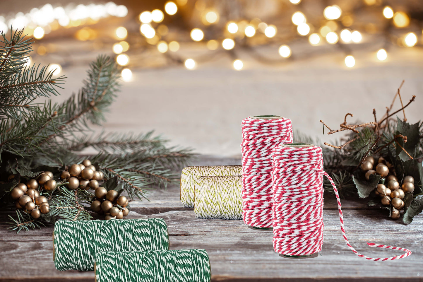 Premium Christmas Baker’s Twine Set with Metallic Foil – 5-Pieces 250 Yards of Holiday Cheer!