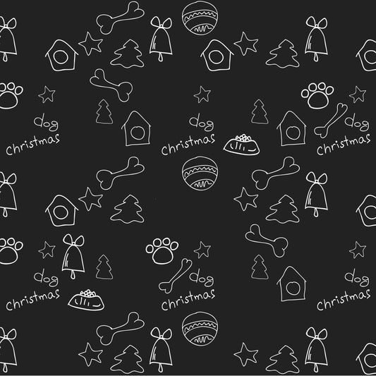 Christmas Wrapping Paper for Dogs Chalkboard Paw Prints Eight 20 x 30 Inch Gift Wrap Sheets
