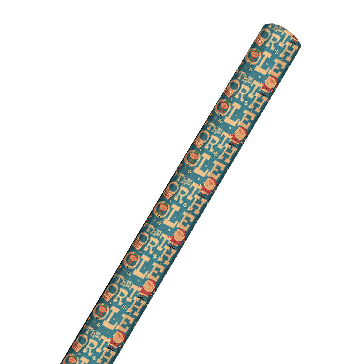 Christmas Elves Wrapping Paper in Blue 1 Roll 30 inches wide by 15 feet long