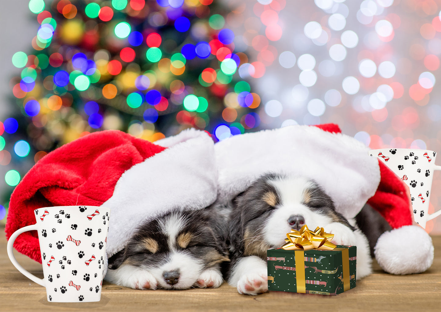 Gift Wrapped Christmas Dog Coffee Mug