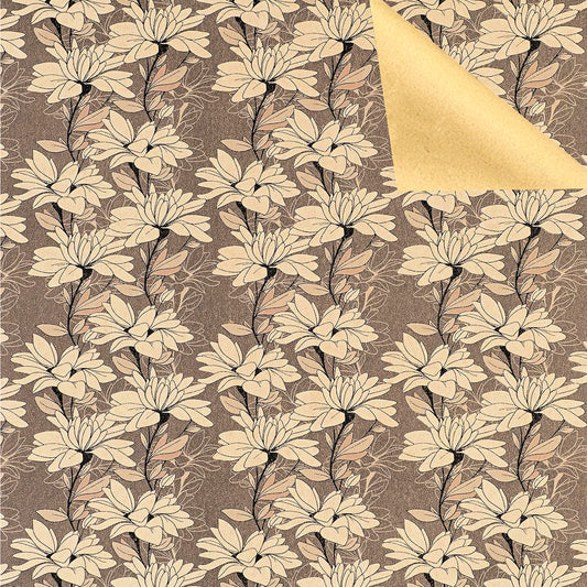 Zen Chrysanthemum All Occasion Gift Wrapping Paper 30 inches wide and 10 feet long.