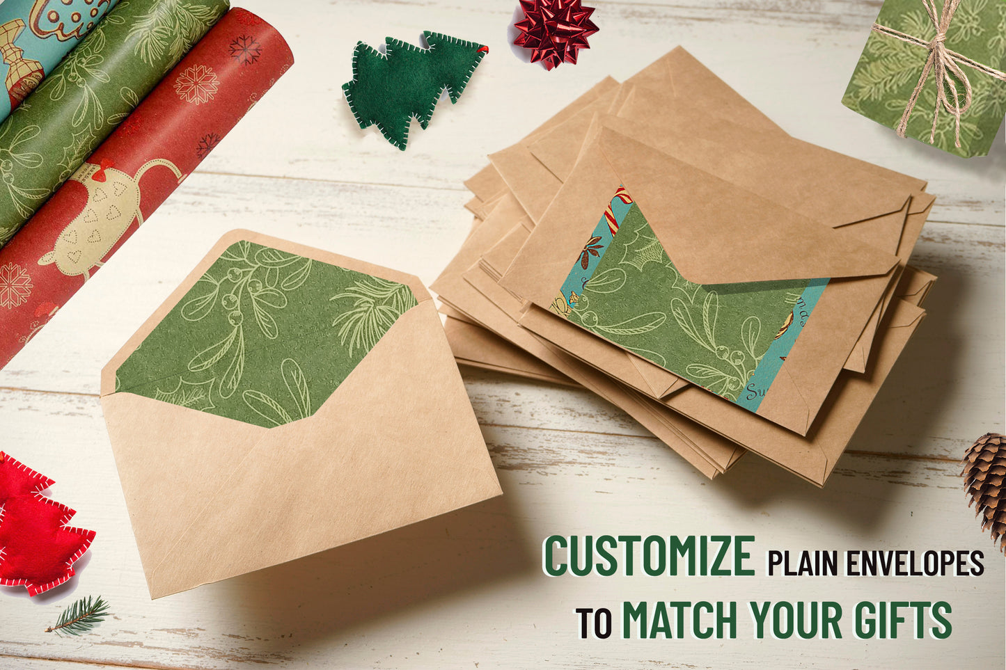 Mistletoe Wrapping Paper: 1 roll 30 inches wide by 15 feet long