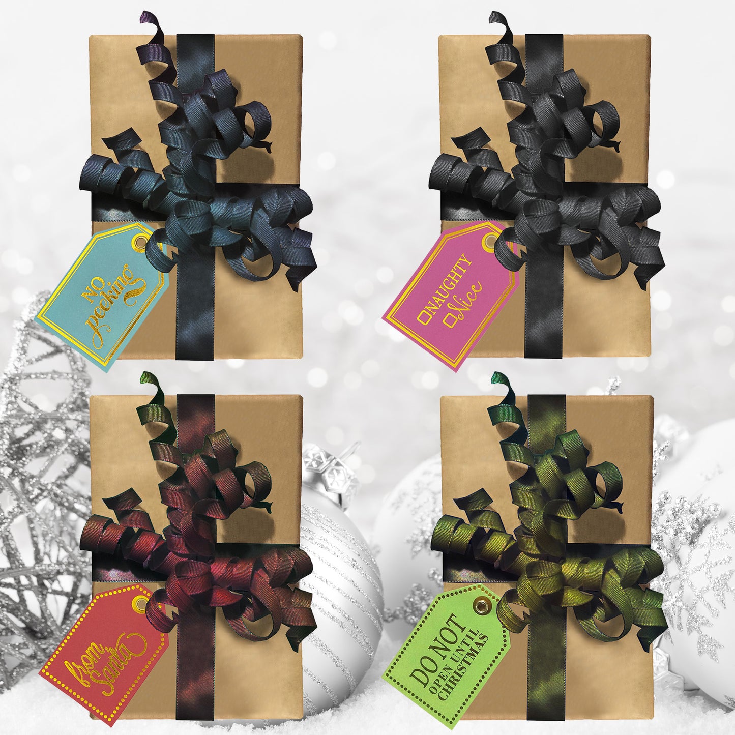2 Rolls Kraft Wrapping Paper 22 inches wide + 32 Christmas Gift Tags with Grommets