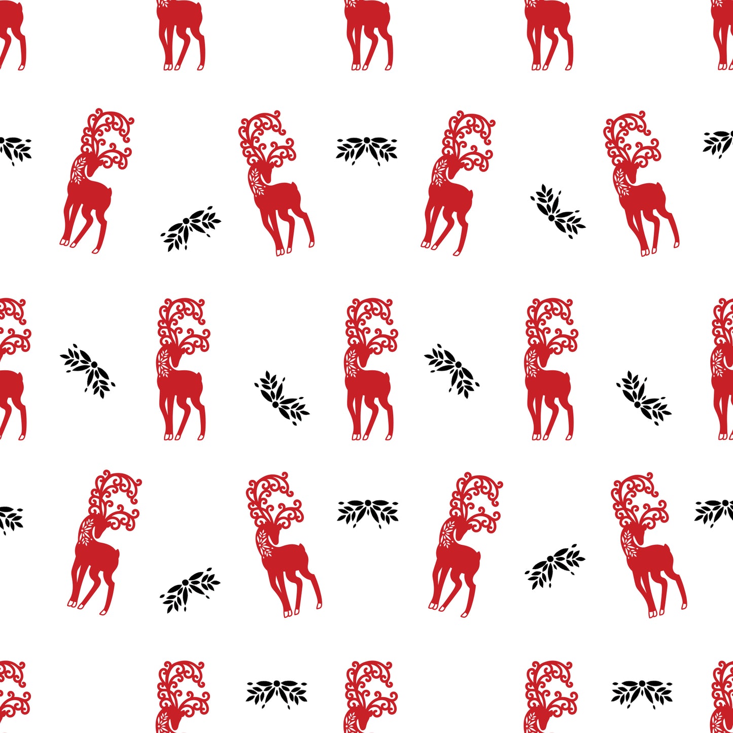 Majestic Wrapping Paper with Red and Black Reindeer 1 roll 30 inches x 10 feet