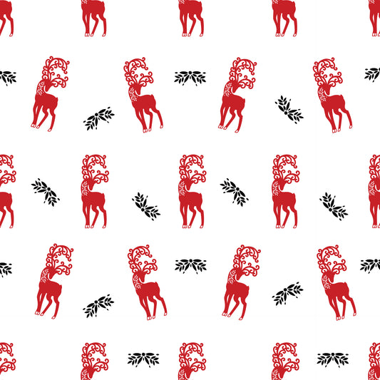 Majestic Wrapping Paper with Red and Black Reindeer 1 roll 30 inches x 10 feet