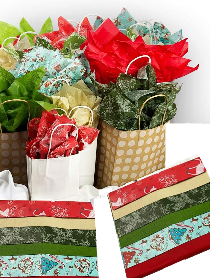 Retro Printed Kraft Tissue Paper for Vintage Christmas Gift Wrapping