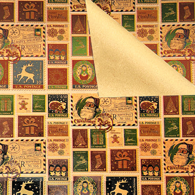 USA-Made Vintage Christmas Wrapping Paper (3 Rolls) with "Antique" Tags