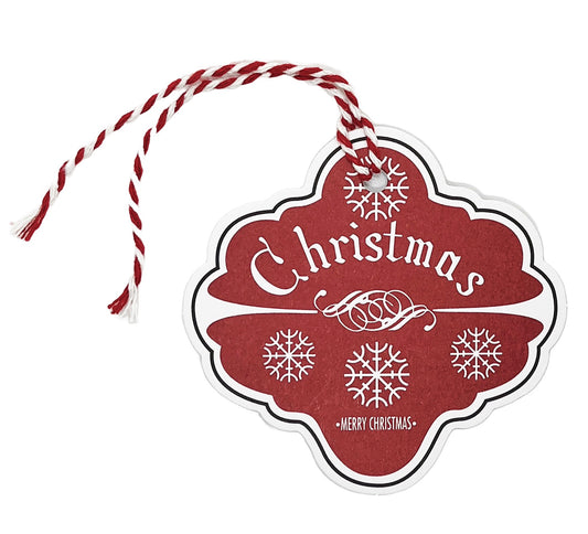 15 Vintage Red Kraft Gift Tags, Pre-Strung with Christmas Twine