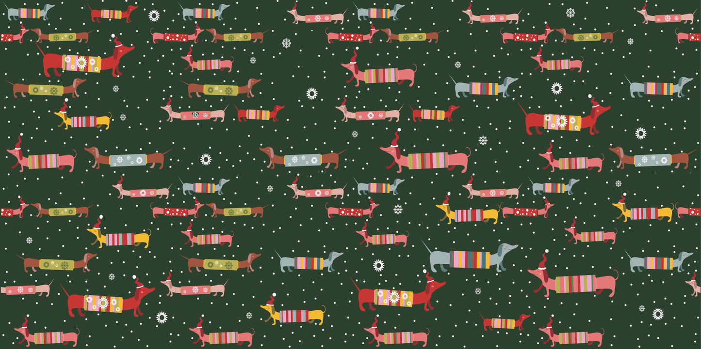 Holiday Dachshunds Wrapping Paper Eight 20 x 30 Inch Gift Wrap Sheets