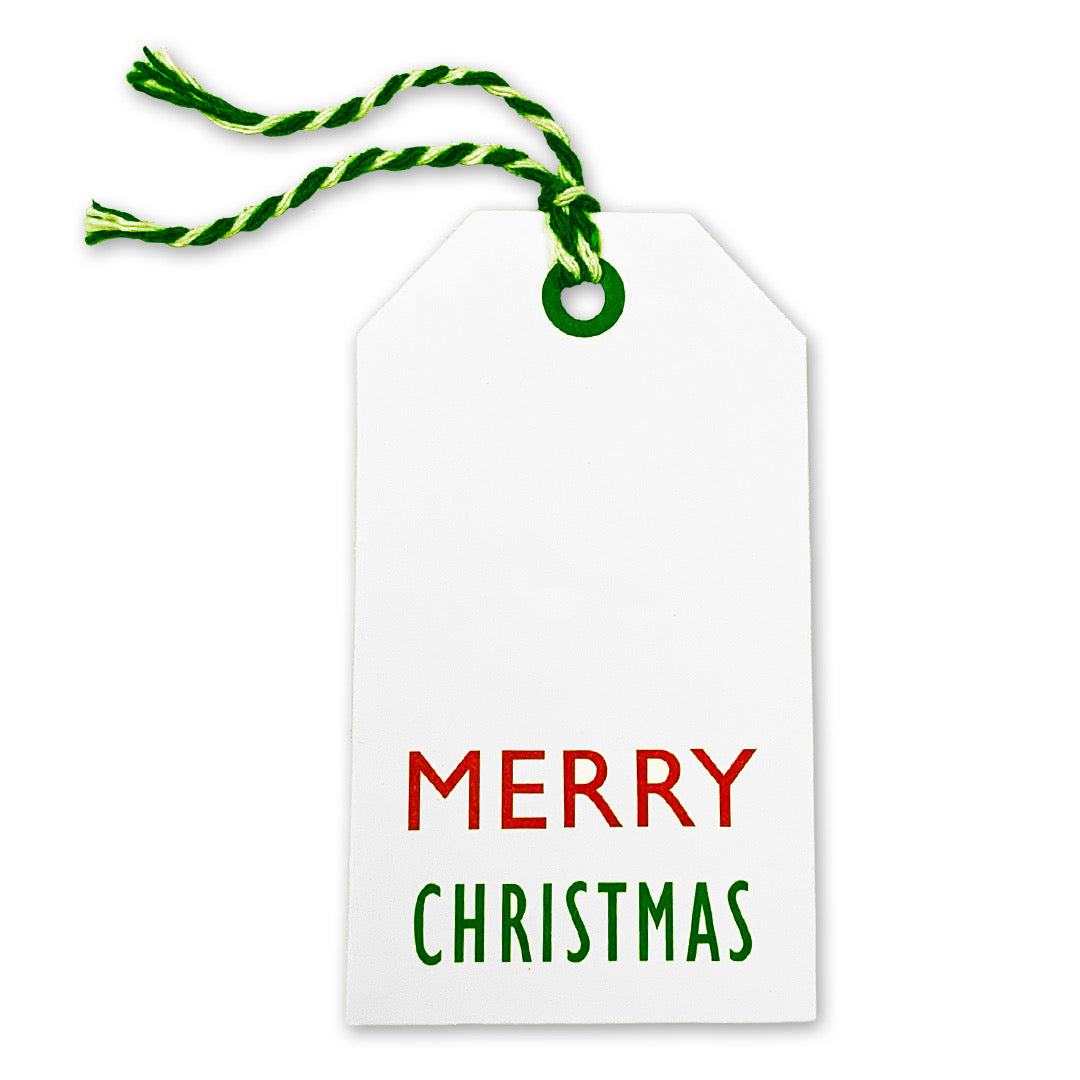 Green and Red Christmas Gift Tags for Addressing Presents on White Kraft Yardstick - 50 Tags, Pre-Strung
