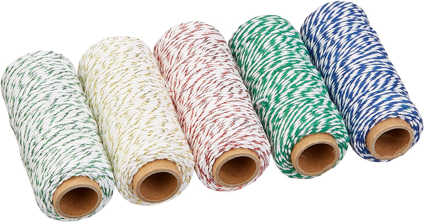 Premium Christmas Baker’s Twine Set with Metallic Foil – 5-Pieces 250 Yards of Holiday Cheer!