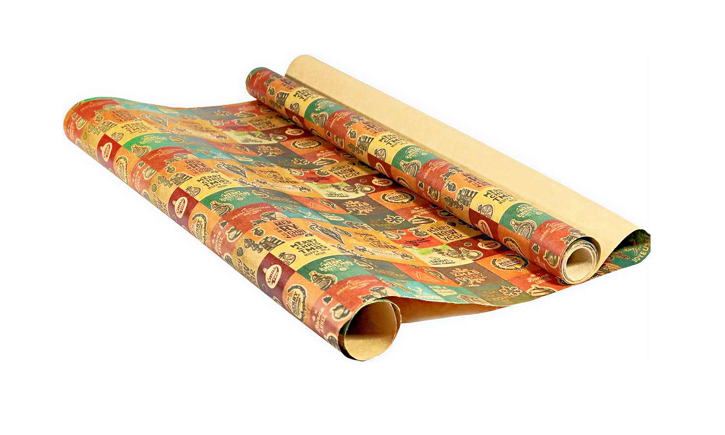 Vintage Wrapping Paper with Matching Pre-Strung Tags and Tape