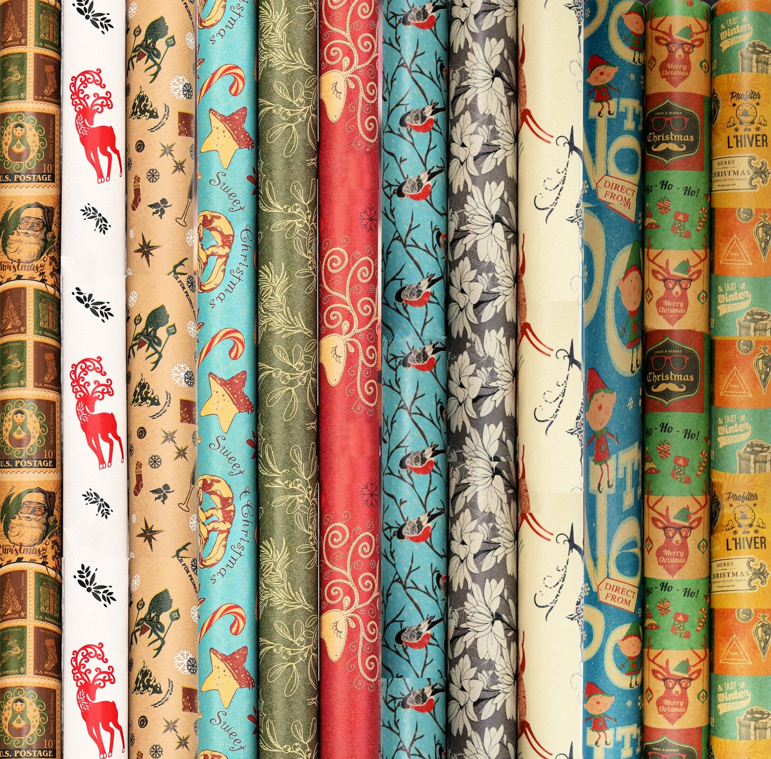 SINGLE ROLLS of Printed Brown Kraft Wrapping Paper for Rustic High Quality Presentation