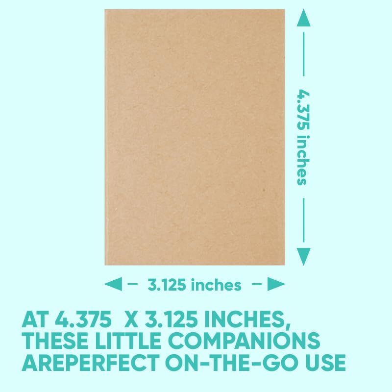 K-Kraft Mini Notebooks for Memo Taking with Kraft Paper Covers ( 4.375 x 3.125 inch Set of 6)