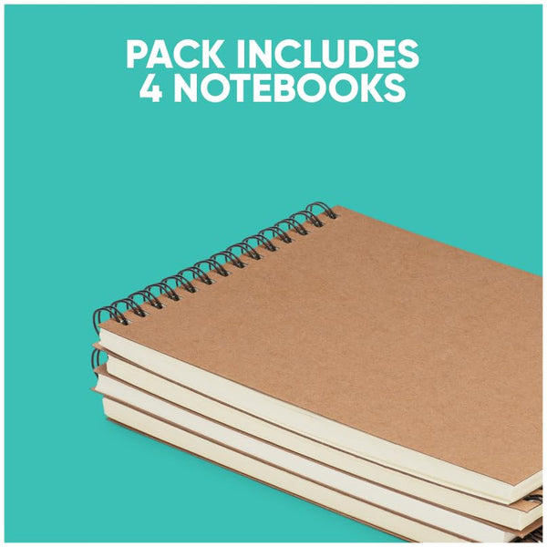 K-Kraft Steno Notebooks Kraft Paper Covers (Four 5 x 7 Notepads)