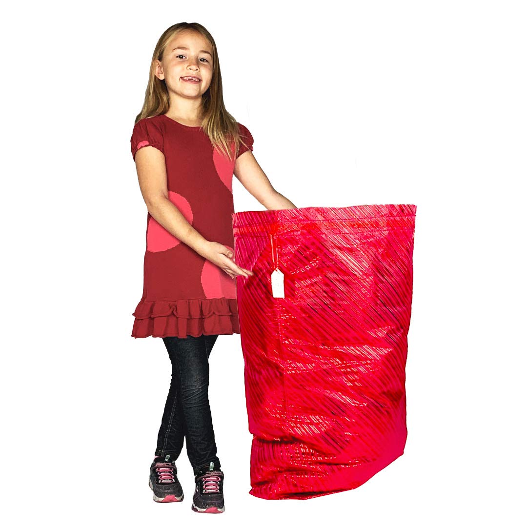 K-Kraft Reusable 26 x 35.5 inches Easy-to-Use Gift Wrap Bag great for Valentine's Day, Christmas, Birthdays and more (Festive Red Stripes, 26 x 35.5 inches)