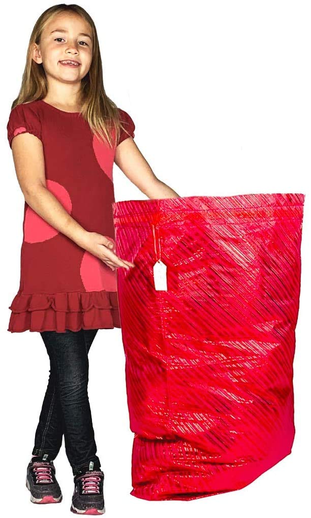 K-Kraft Reusable Easy-to-Use Gift Wrap Bag available in Three Sizes great for Valentine's Day, Christmas, Birthdays and more (Festive Red Stripes, 36 x 44 inches AND 26 x 35.5 inches)