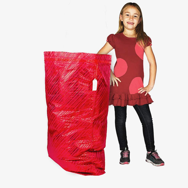 XXXL Jumbo Thick Reusable Festive Gift Bag for Oversized Presents, Festive Red 36 x 44 inches