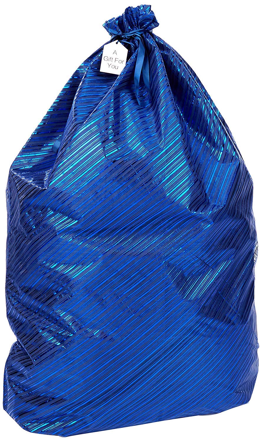 K-Kraft 26 x 35.5 inches Reusable Easy-to-Use Gift Wrap Bag available in Three Sizes great for Valentine's Day, Christmas, Birthdays and more (Festive Blue Stripes, 26 x 35.5 inches)