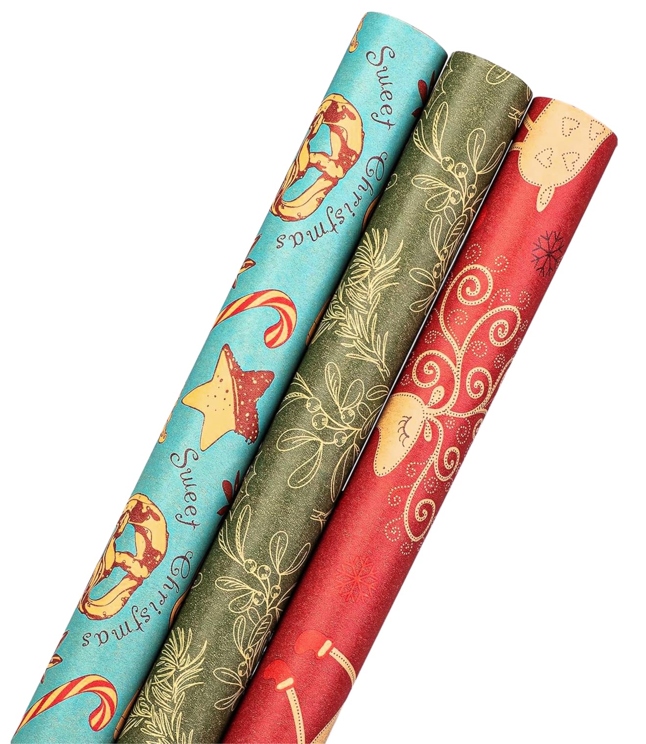 Mistletoe-Reindeer-SodaShoppe Wrapping Paper Set with 3 Rolls and Matching Gift Tags