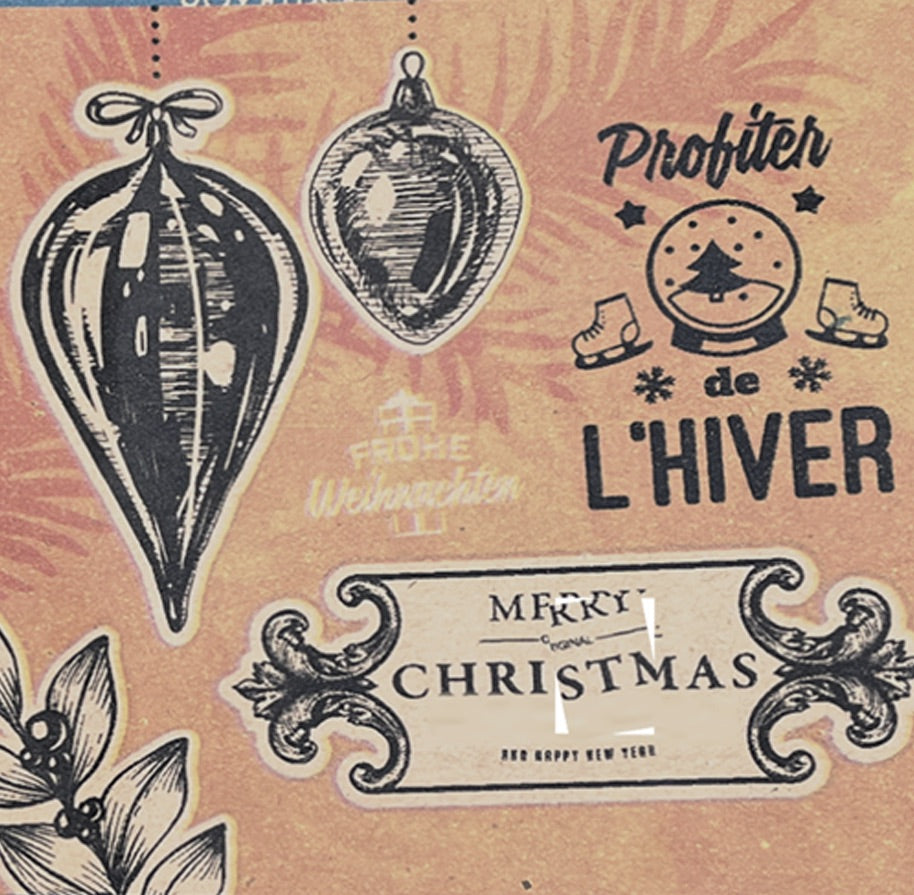 "L´hiver" Vintage Christmas Wrapping Paper 1 roll 30 Inches by 15 feet