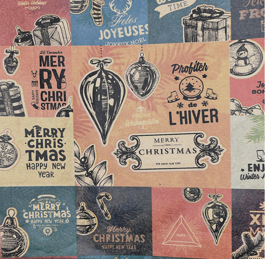 "L´hiver" Vintage Christmas Wrapping Paper 1 roll 30 Inches by 15 feet