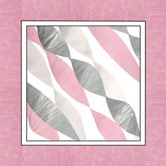 Pink, White and Silver Crepe Paper Streamers 9 Rolls