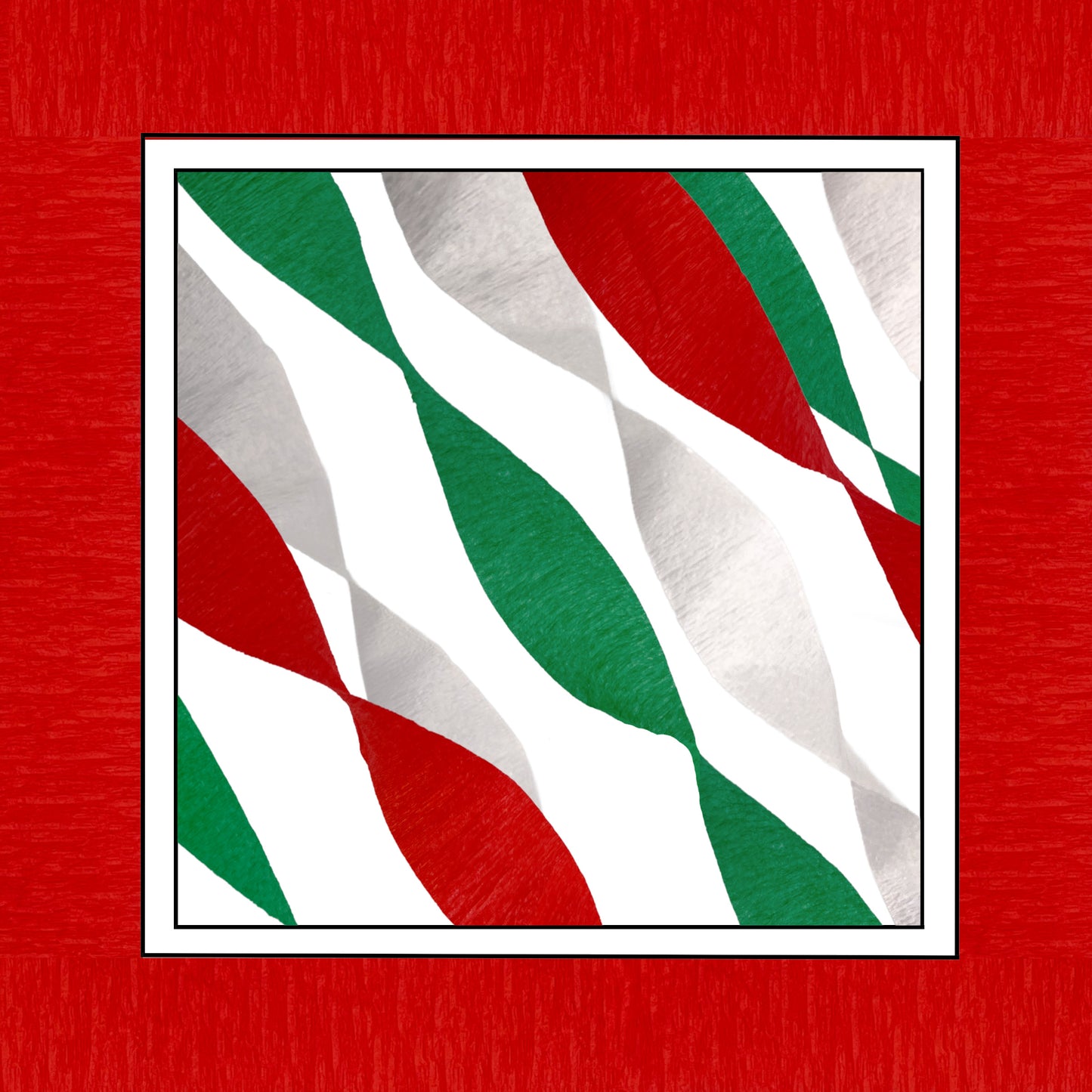 Red, Green, White Christmas Crepe Paper Streamers 9 Rolls