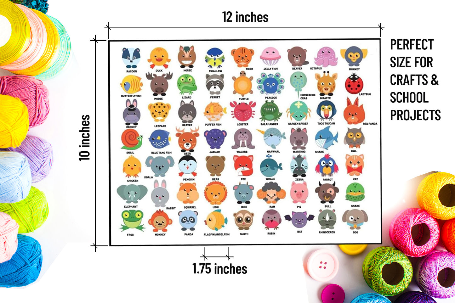 Stickers of Baby Animals for Toddlers, Kids, Adults - 63 different animals x 4 sheets