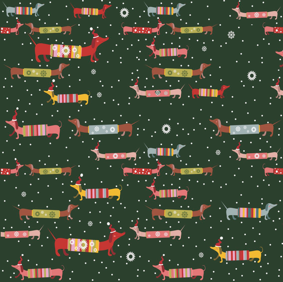 Christmas Dachshunds Four 20 x 30 Inch Gift Wrap Sheets