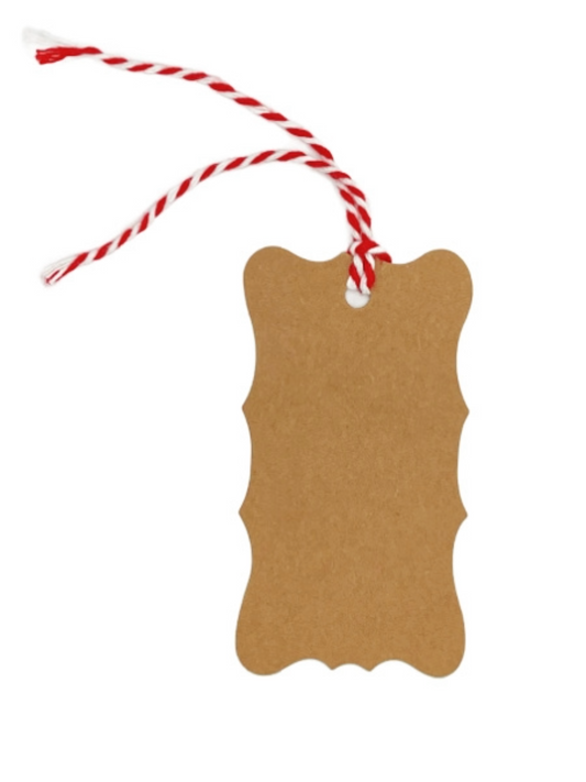 Kraft Rectangular Tags for Gift Wrapping and Labeling (Fancy Shaped Natural Kraft 25 PCS)