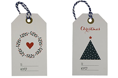 Elegant Christmas Gift Tags with Red Bakers Twine Pre-Strung