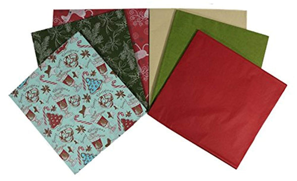 Retro Kraft Printed Christmas Tissue Paper - 102 Sheet Pack