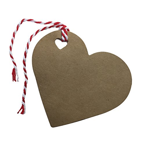 2 Shapes Kraft Tags for Holiday and Valentines Day Gift Wrapping and Labeling (Fancy + Heart Shaped 25 PCS each)