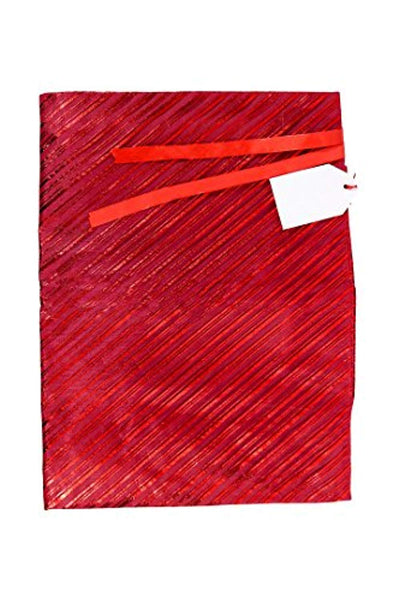 Small Resuable Gift Wrap Bag by K-Kraft (Festive Red Stripes, 13 x 17.5 inches)
