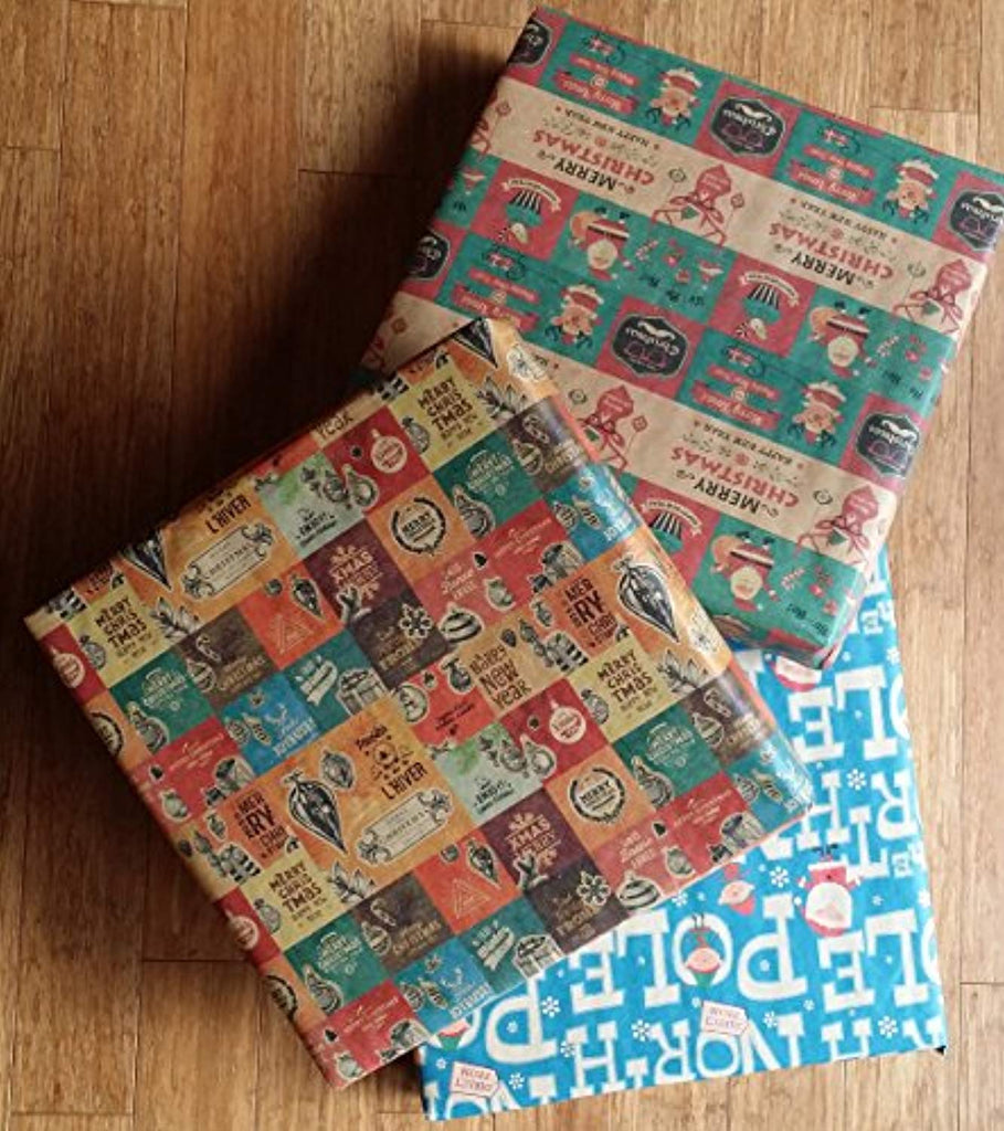Christmas Wrapping Paper, 6 Diy Vintage Style Kraft Christmas Wrapping  Paper - 6 Rolls - 30 inches x 20 Feet Each(mixed)