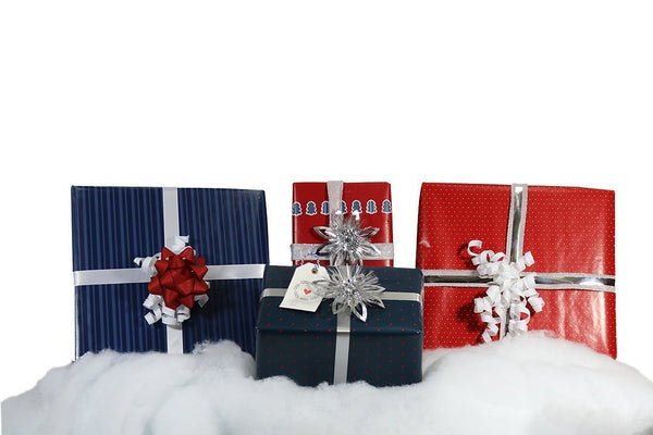 Christmas Patriotic Wrapping Paper - 4 Rolls in Red, White and Blue - 100 square feet of paper