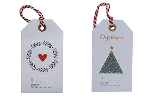 Elegant Christmas Gift Tags with Red Bakers Twine Pre-Strung