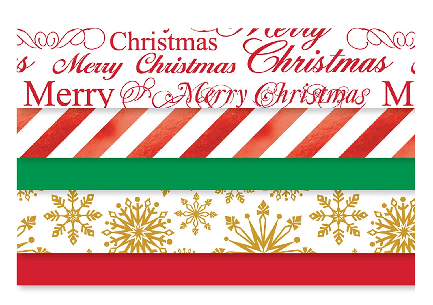 Printed Christmas Tissue Paper - 102 Sheet Pack with Foil Metallic Accents